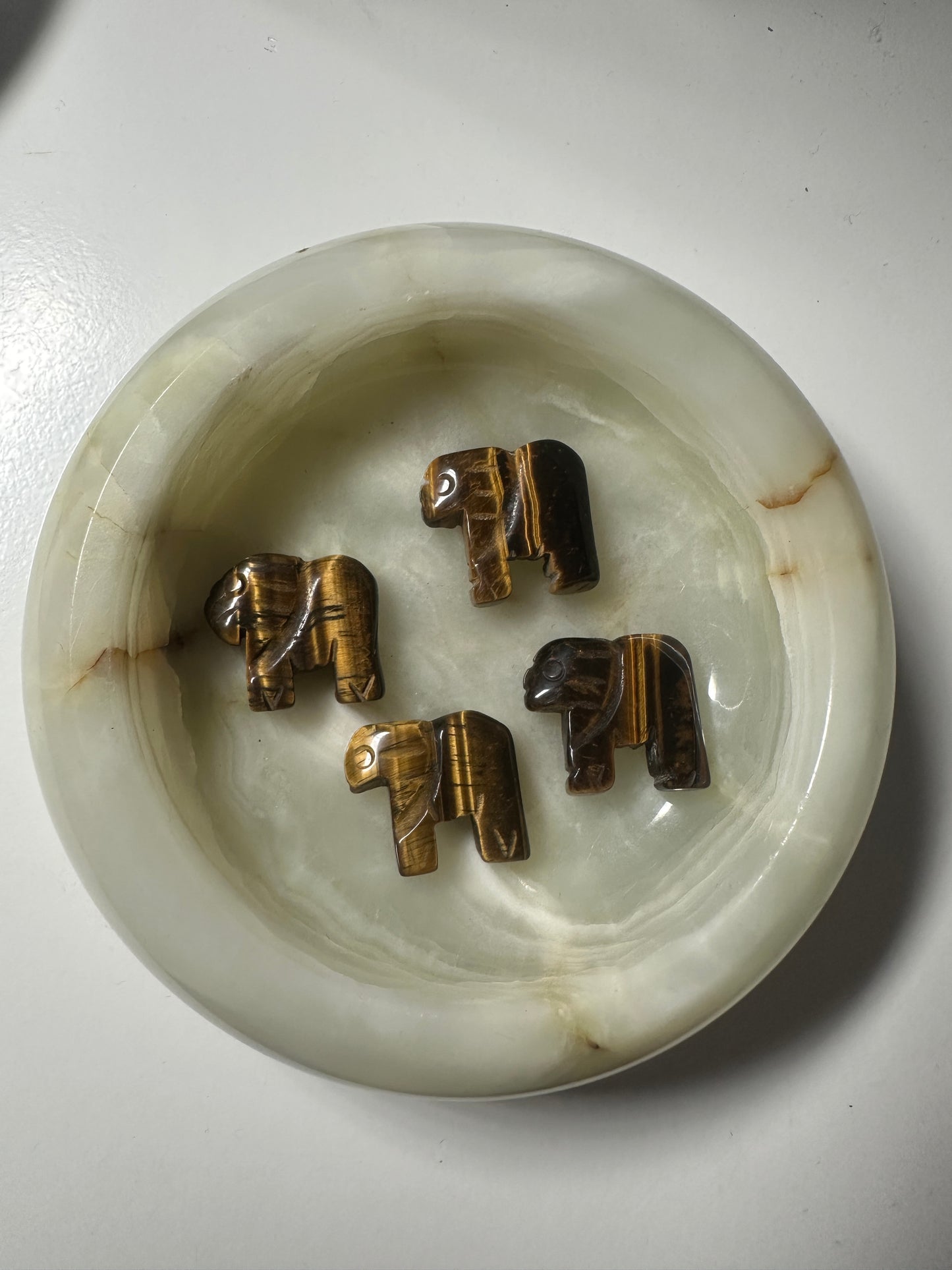 Mini Tigers Eye Elephant Carvings