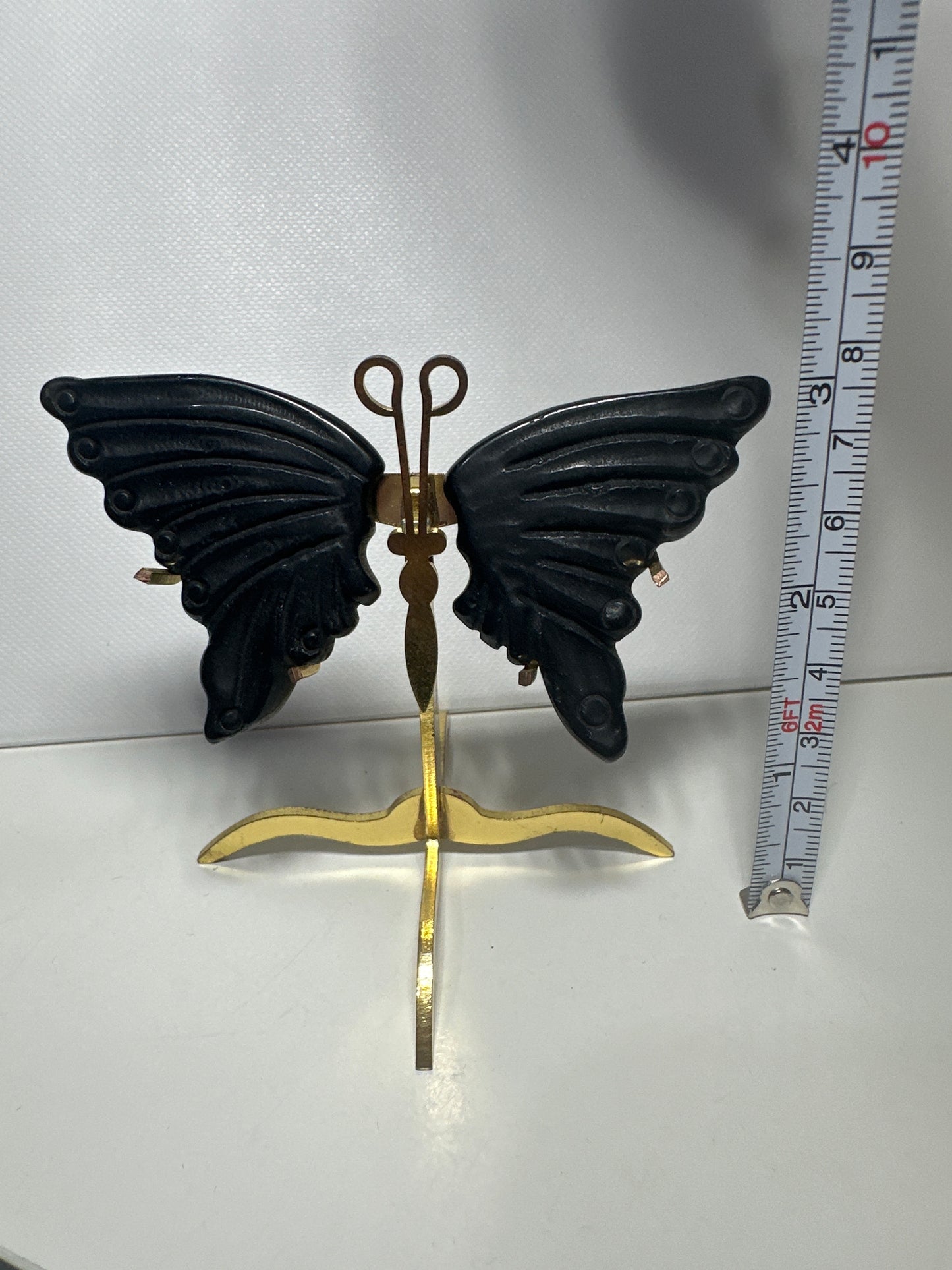 Obsidian Small Butterfly Butterfly Wings Carving with Stand