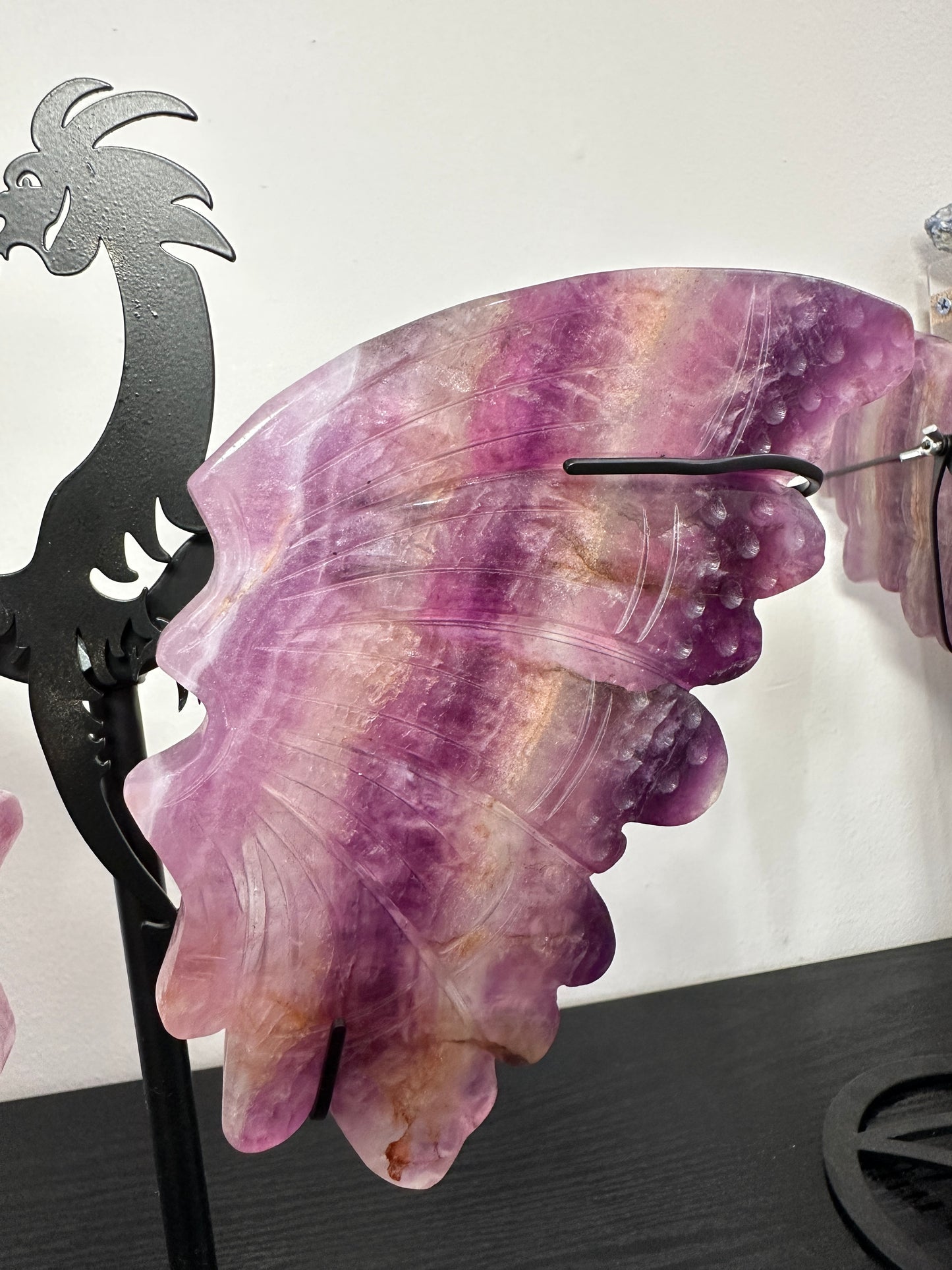 Large Purple Fluorite Wings With removable dragon