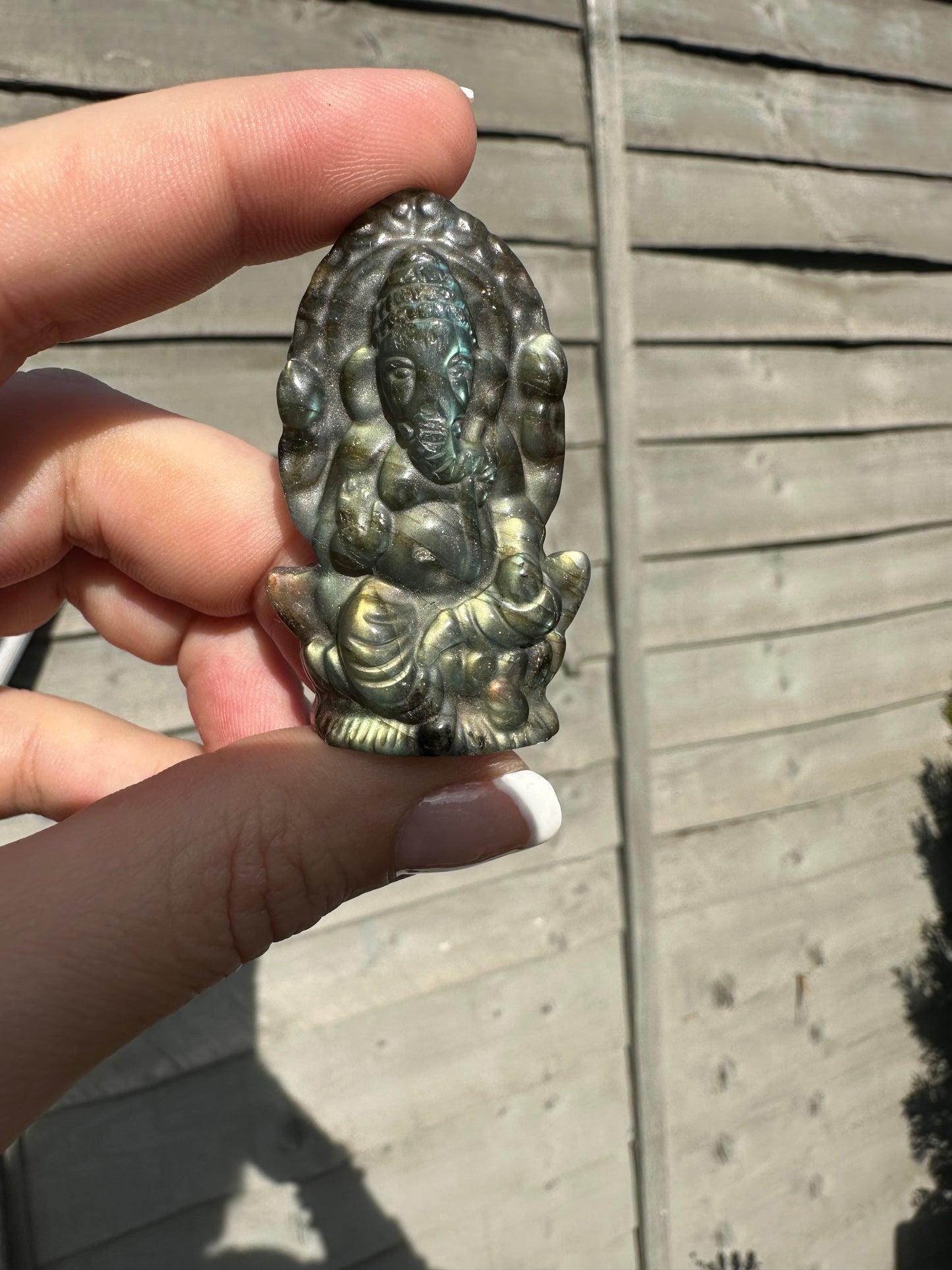 Labradorite Ganesha Elephant Carving