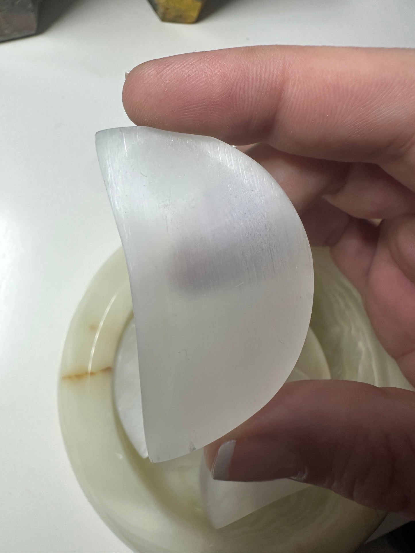 Small Selenite Moon Bowls