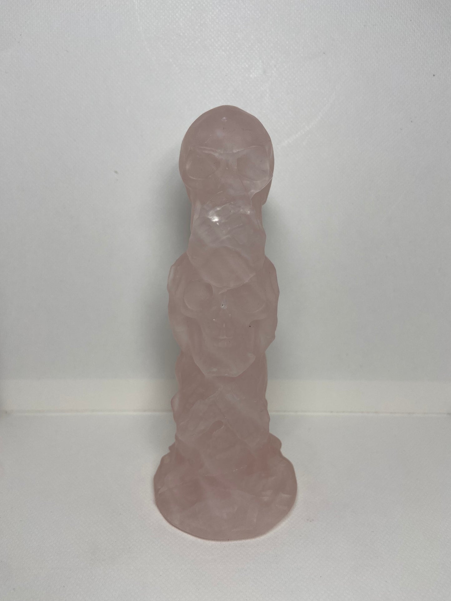 Rose Quartz Hear No Evil See No Evil Speak No Evil Skull Carving