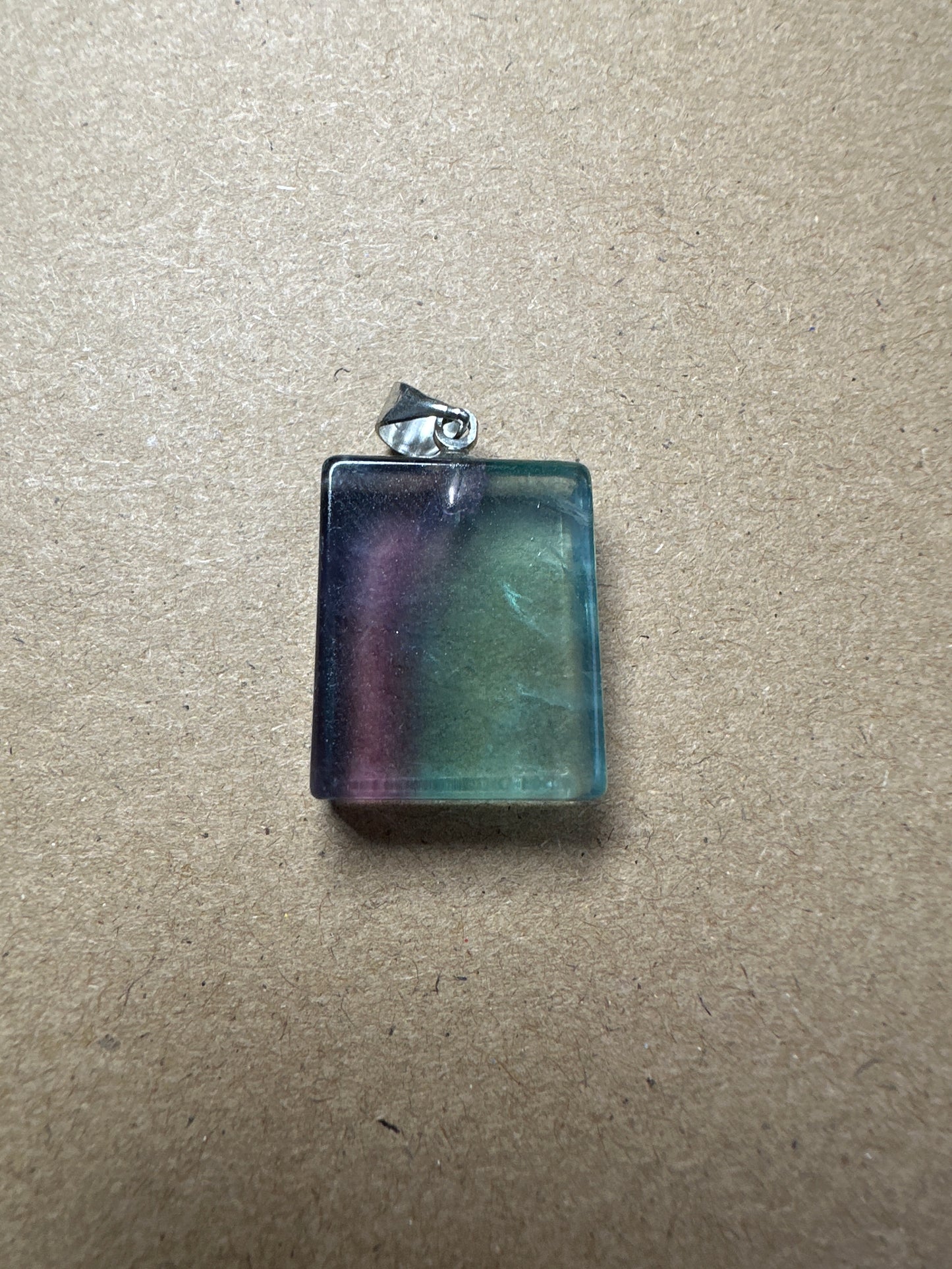 Rainbow Fluorite Square Pendant