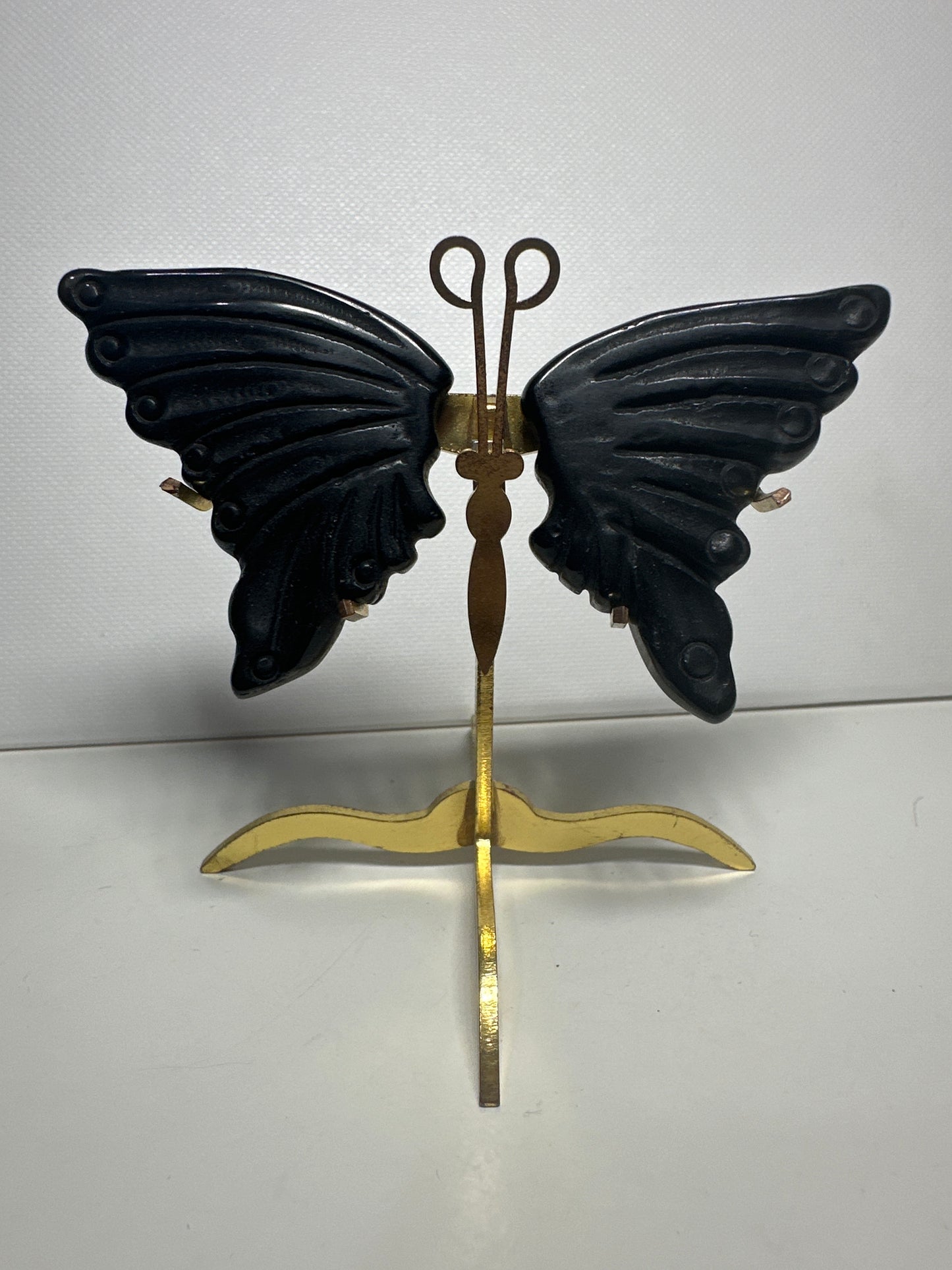 Obsidian Small Butterfly Butterfly Wings Carving with Stand