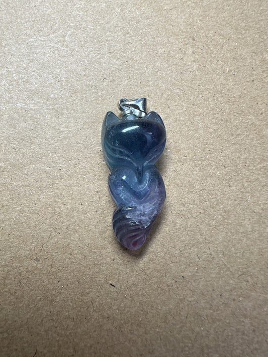 Fluorite Nine Tail Fox Pendant