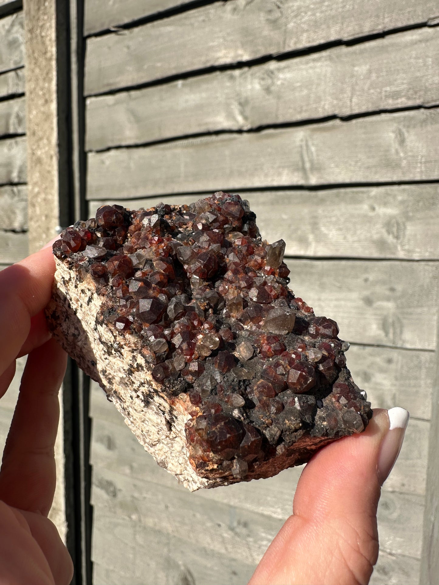 Feldspar, Smokey Quartz With Garnet 2