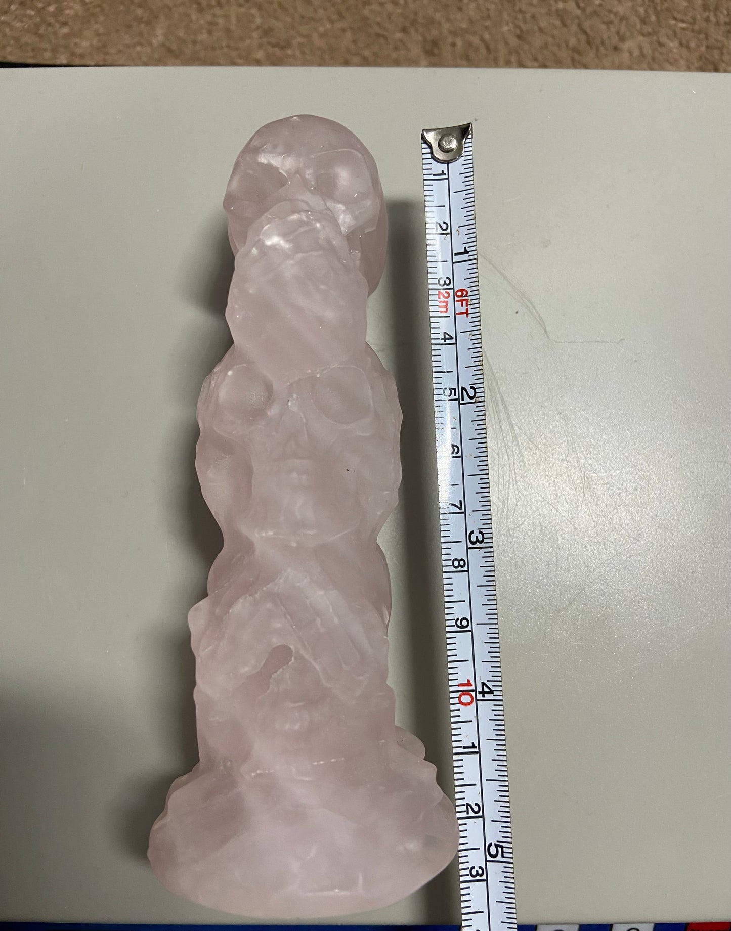 Rose Quartz Hear No Evil See No Evil Speak No Evil Skull Carving